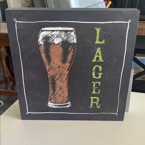Chalkboard Lager Wall Art - Black and Brown